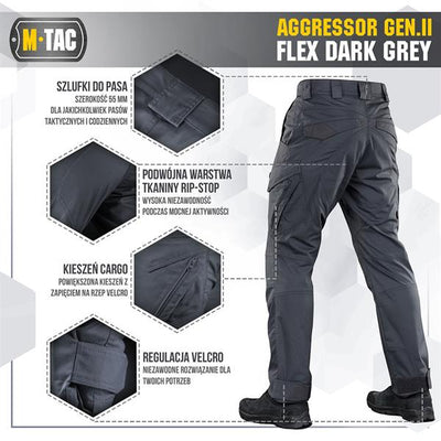 M-Tac tactical pants Aggressor Gen.II Flex - Dark Grey