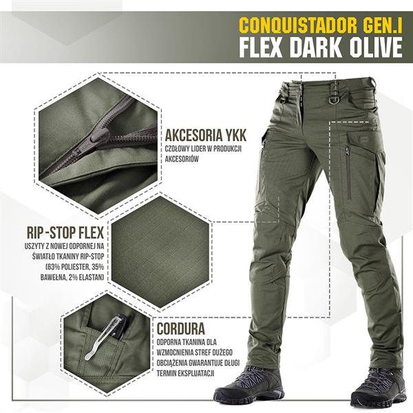 M-Tac tactical pants Conquistador Gen. I Flex - Army Olive