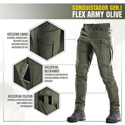 M-Tac tactical pants Conquistador Gen. I Flex - Army Olive