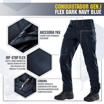 M-Tac tactical pants Conquistador Gen. I Flex - Dark Navy Blue