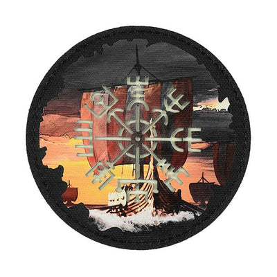 M-Tac patch Vegvisir/Drakkar Round (80mm) Black/GID