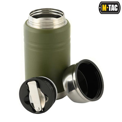 M-Tac Stainless 750 ml Thermos with folding spoon Olive