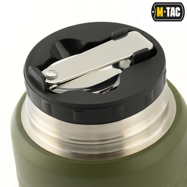 M-Tac Stainless 750 ml Thermos with folding spoon Olive
